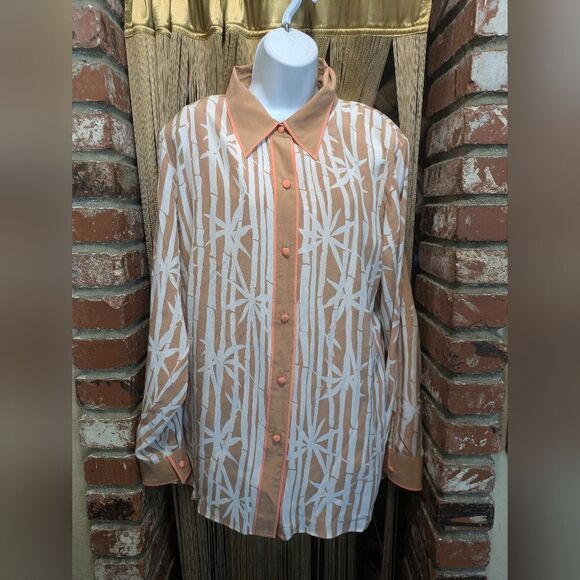 NWT Silk Bob Mackie Wearable Art 2 Piece Set Bamboo Tank Top and Blouse Size L - Picture 7 of 10